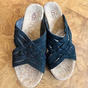 UGG Black Sandals Cozy Slip-On Design